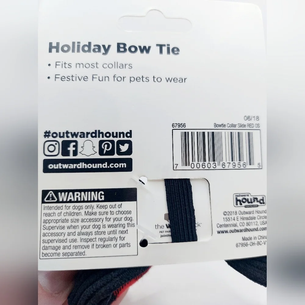 Black and Red‎ Plaid Holiday Bow Tie Collar Slider For Dogs Outward Hound